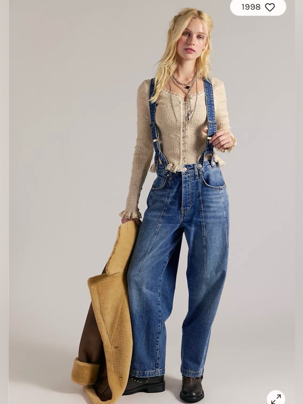 Free People We The Free Berkley Suspender Jeans. NWT. Varsity blues - Picture 6 of 12